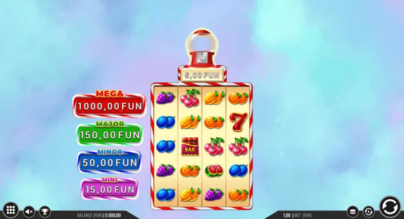 Sweet Candy Cash Stash – ekran za igru s kolonama i kontrolnim dugmadima